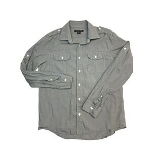 Michael Kors Button Down Long Sleeve Collared Shirt‎ Black White Check Men's M